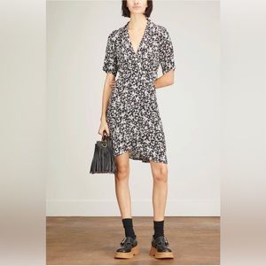 GANNI Printed Crepe Wrap Dress NWT